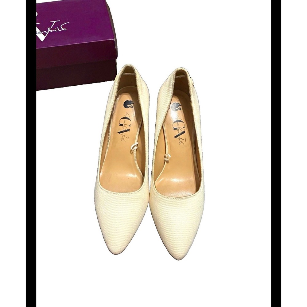 Gloria Vanderbilt Womens Pointed Toe Stiletto Pumps Natural Cream Size 8